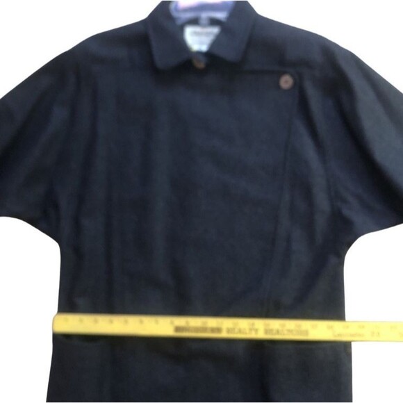 VTG JAEGER London Wool Coat Dress Womens 12 Charcoal Dolman Long Sleeve Pockets - Picture 14 of 16